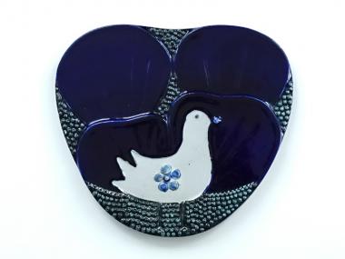 Rorstrand(ロールストランド)/Sylvia Leuchovius (鳥・ハート型の陶板)/ウォールプレート